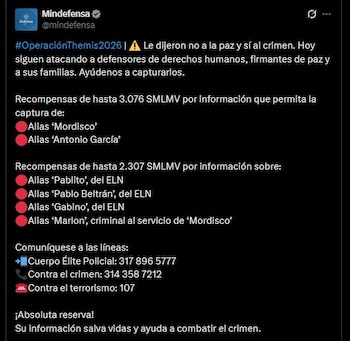 El Gobierno de Colombia ofrece