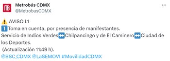Estado de las líneas del transporte público terrestre en tiempo real.