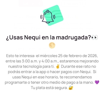 Las operaciones afectadas incluyen transferencias