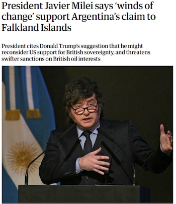 La publicación que hizo The Guardian sobre los anuncios de Milei (Captura de pantalla)