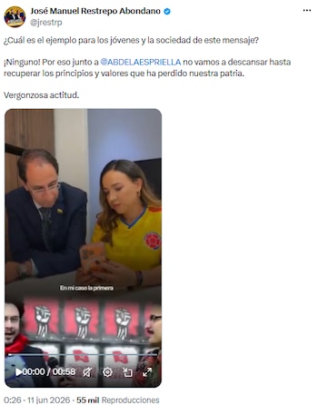 José Manuel Restrepo rechazó declaraciones de Iván Cepeda y reforzó propuesta de valores junto a Abelardo de la Espriella - crédito @jrestrp/X