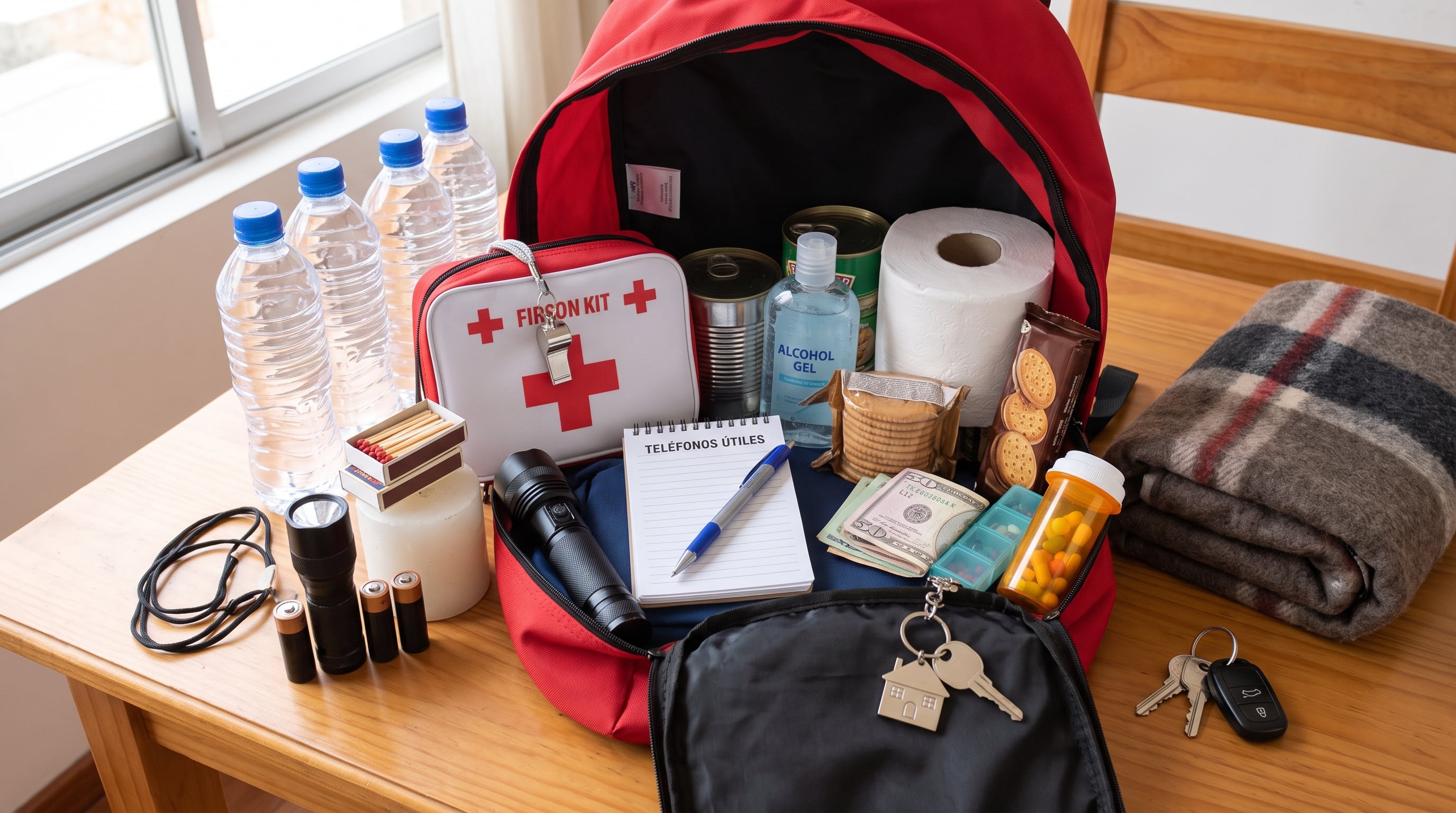 Una mochila de emergencia reúne provisiones de agua, alimentos, medicinas y herramientas de apoyo para afrontar situaciones de riesgo por el fenómeno de El Niño. (Imagen Ilustrativa Infobae)