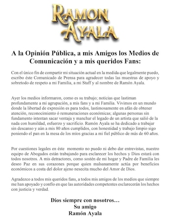 Ramón Ayala agradece el apoyo