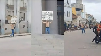 Un cubano es detenido en el Capitolio de La Habana tras exhibir un cartel contra la dictadura