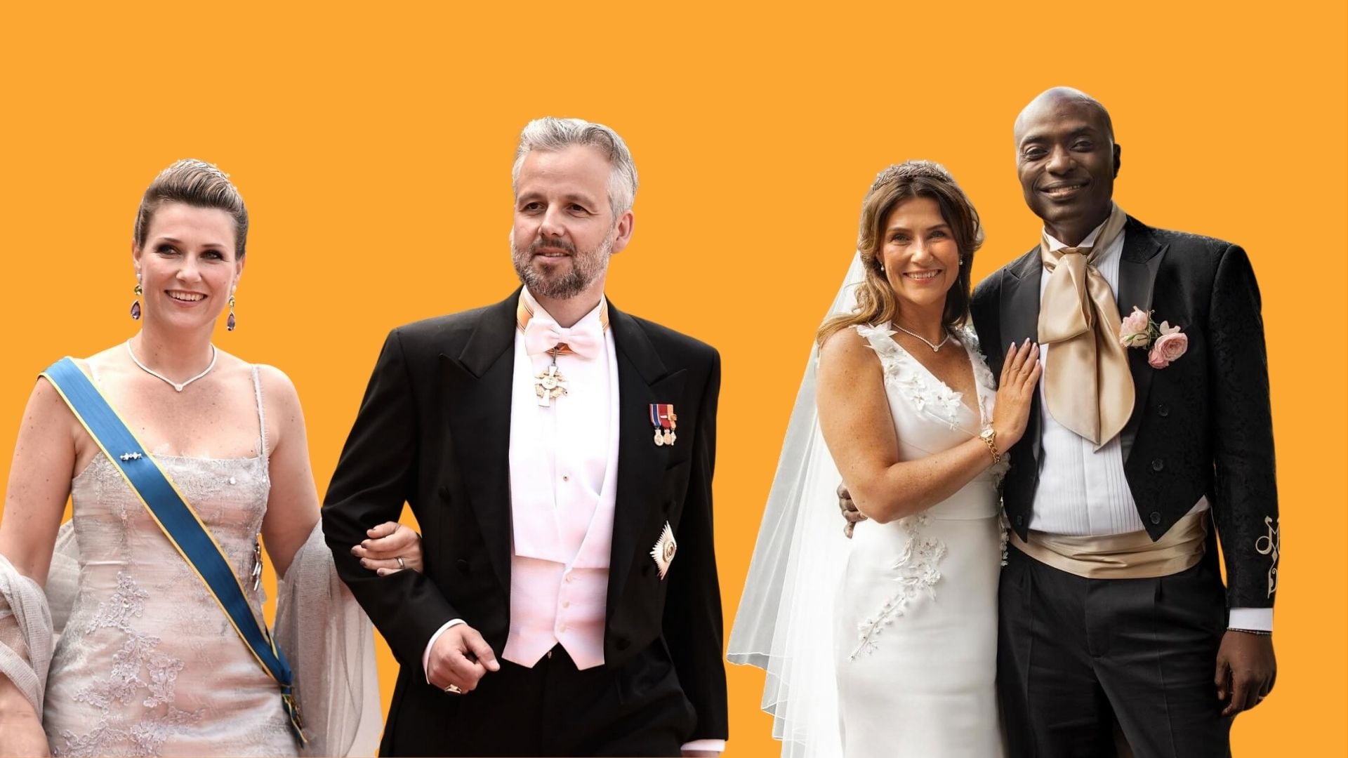 La princesa Marta Luisa con su exmarido Ari Behn y su actual marido el chamán Durek Verret (MONTAJE INFOBAE).