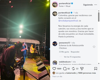 El grupo mexicano Porter agradeció la recepción del público colombiano en sus redes sociales - crédito @porteroficial/Instagram