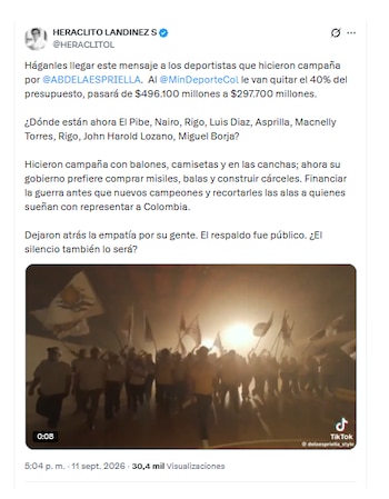 Heráclito Landinez y sus críticas a deportistas que apoyaron a Abelardo de la Espriella