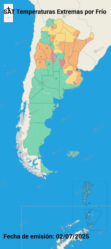 La alerta naranja por bajas temperaturas también rige para el sur, norte y oeste de la provincia de Buenos Aires
