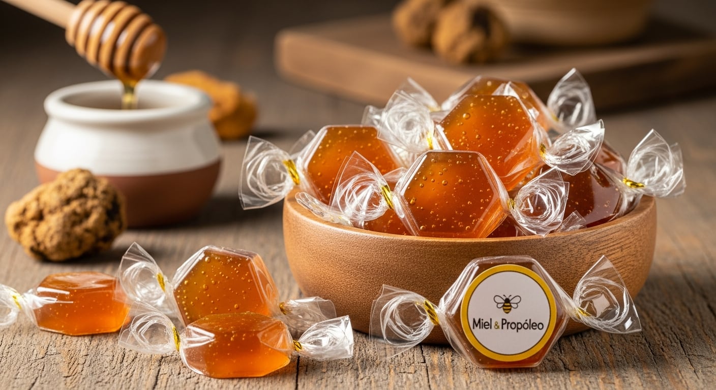 Los caramelos de propóleo y miel ofrecen un remedio casero natural ideal para suavizar la garganta durante el invierno. (Imagen Ilustrativa Infobae)