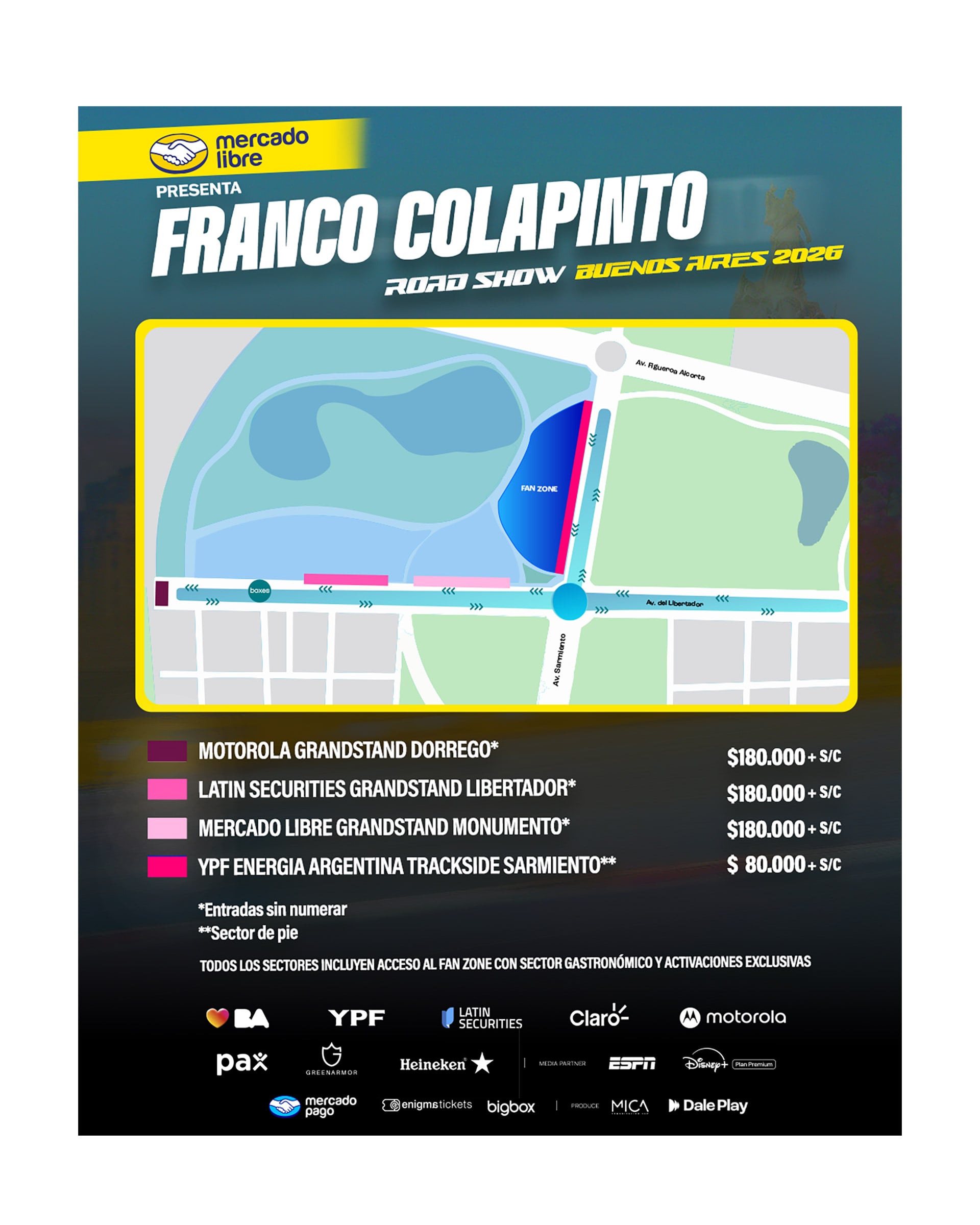 Mapa y precios de las entradas para ver a Franco Colapinto en Argentina