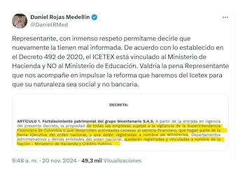 Con esta publicación, el ministro