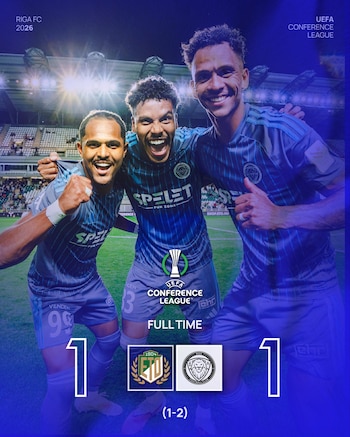 Un gol en los minutos finales frente al Riga FC dejó al Győri ETO de Efraín Juárez sin aspiraciones internacionales en la temporada. (X/ @RigaFC_Official)