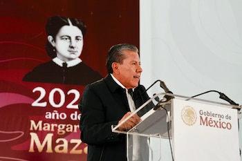 El gobernador de Zacatecas David Monreal acompañó a la presidenta.
Crédito: Presidencia