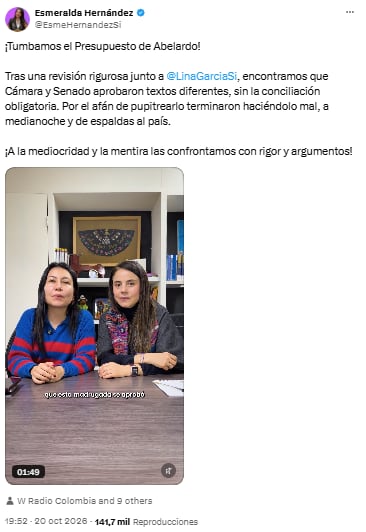 Esmeralda Hernández dijo que el artículo 65 tuvo dos textos distintos - crédito @EsmeHernandezSi/X