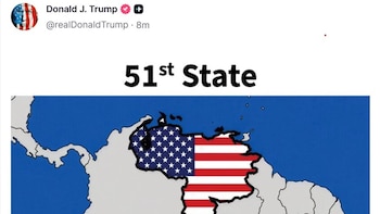 Trump publica un mapa con Venezuela pintada con la bandera de EEUU y como 51º estado