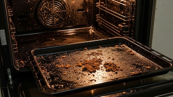 Cómo limpiar la bandeja del horno: solo necesitas una pastilla de lavavajillas, agua hirviendo y un cepillo