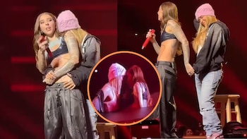 Así fue el sensual encuentro entre Karol G y Young Miko: derrocharon química en el concierto de la puertorriqueña