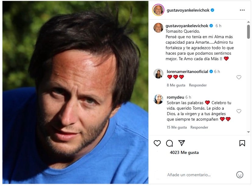 El emotivo posteo de Gustavo Yankelevich para su hijo Tomás (Instagram)