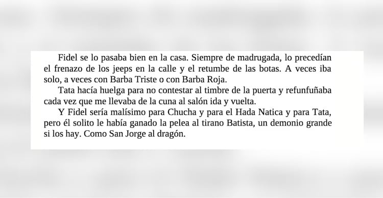 Fragmento del libro de Alina Fernández, donde detalla la percepción sobre su padre. (Infobae Cuba/Cortesía La Razón México)