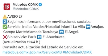 Avance en tiempo real de las diversas líneas de la red de transporte público capitalino.