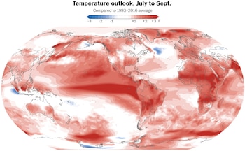 Se pronostican temperaturas muy superiores a la media en amplias zonas del planeta a finales de este año, mientras que se prevé que El Niño se intensifique. (Ben Noll/The Washington Post; fuente de datos: ECMWF)