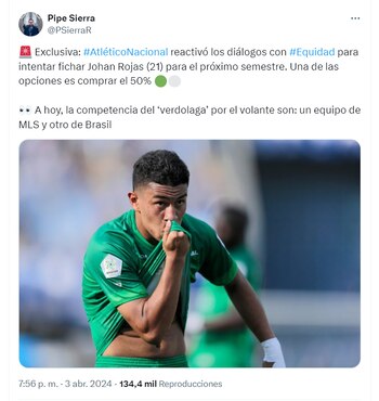 El jugador, de Equidad, es