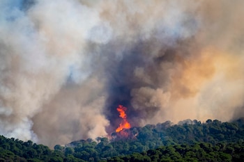 Vista del incendio forestal de La Bisbal de l’Empordà este viernes. (EFE/David Borrat)