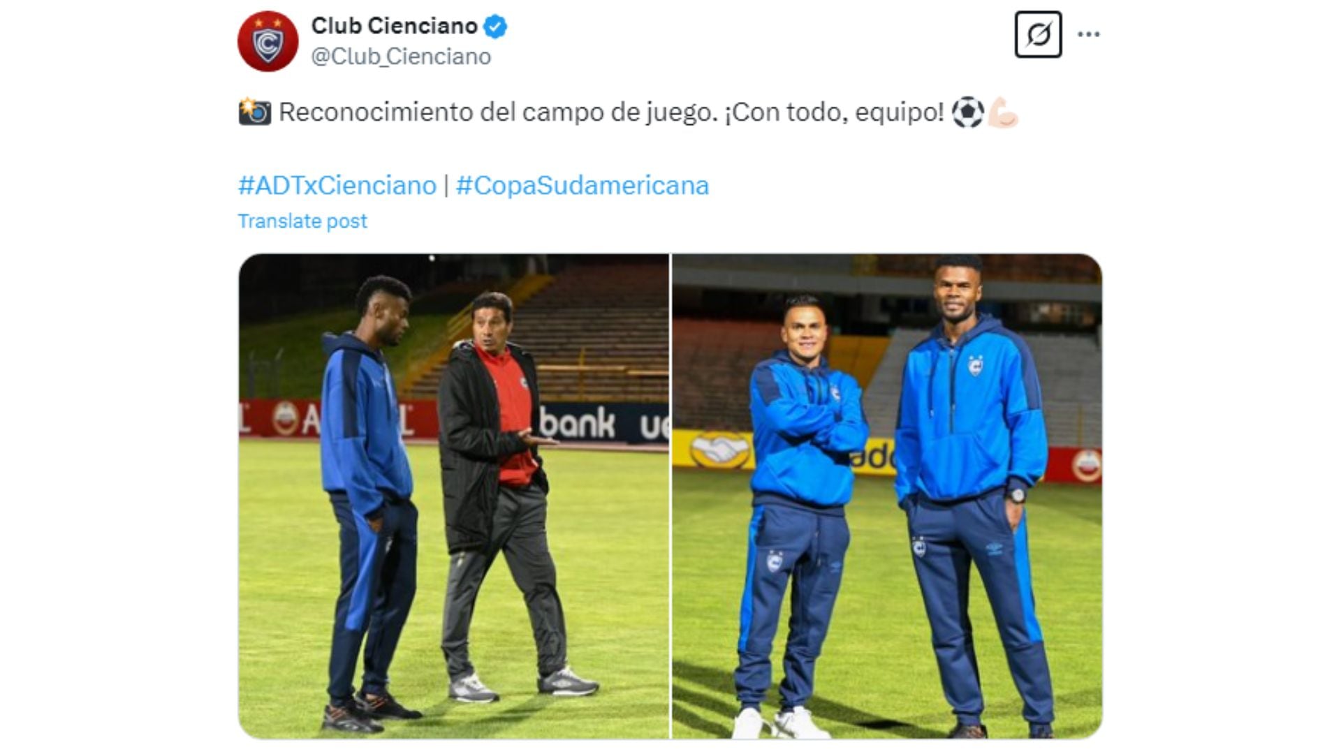 Los deportistas de Cienciano estuvieron anoche en el estadio IPD de Huancayo previo al enfrentamiento con ADT.