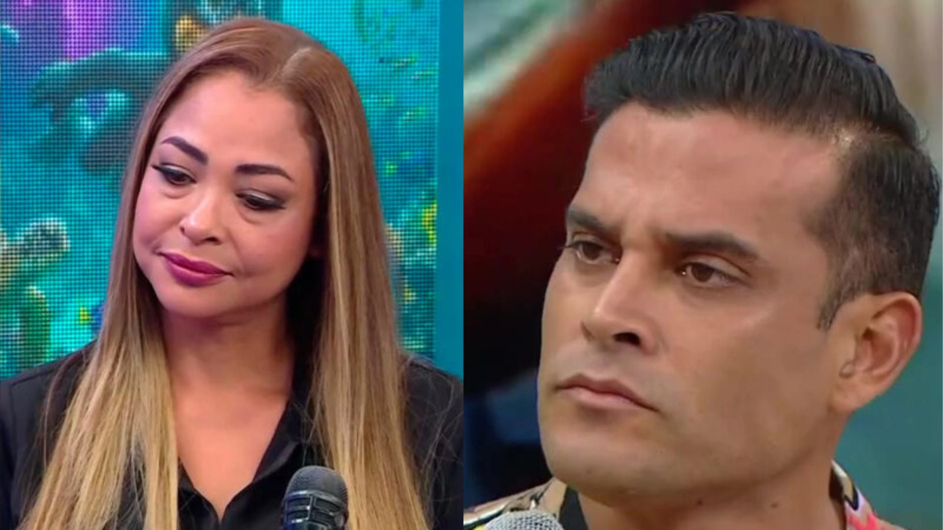 Melanie Martínez y Christian Domínguez aparecen en una pantalla dividida, discutiendo el posible aumento de pensión alimenticia solicitado por Martínez, alegando que no le alcanza para sus gastos.