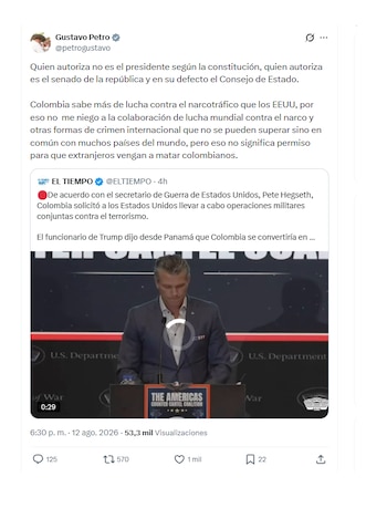 Gustavo Petro y su respuesta a Pete Hegseth
