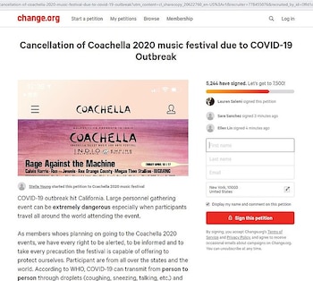 La petición para cancelar Coachella