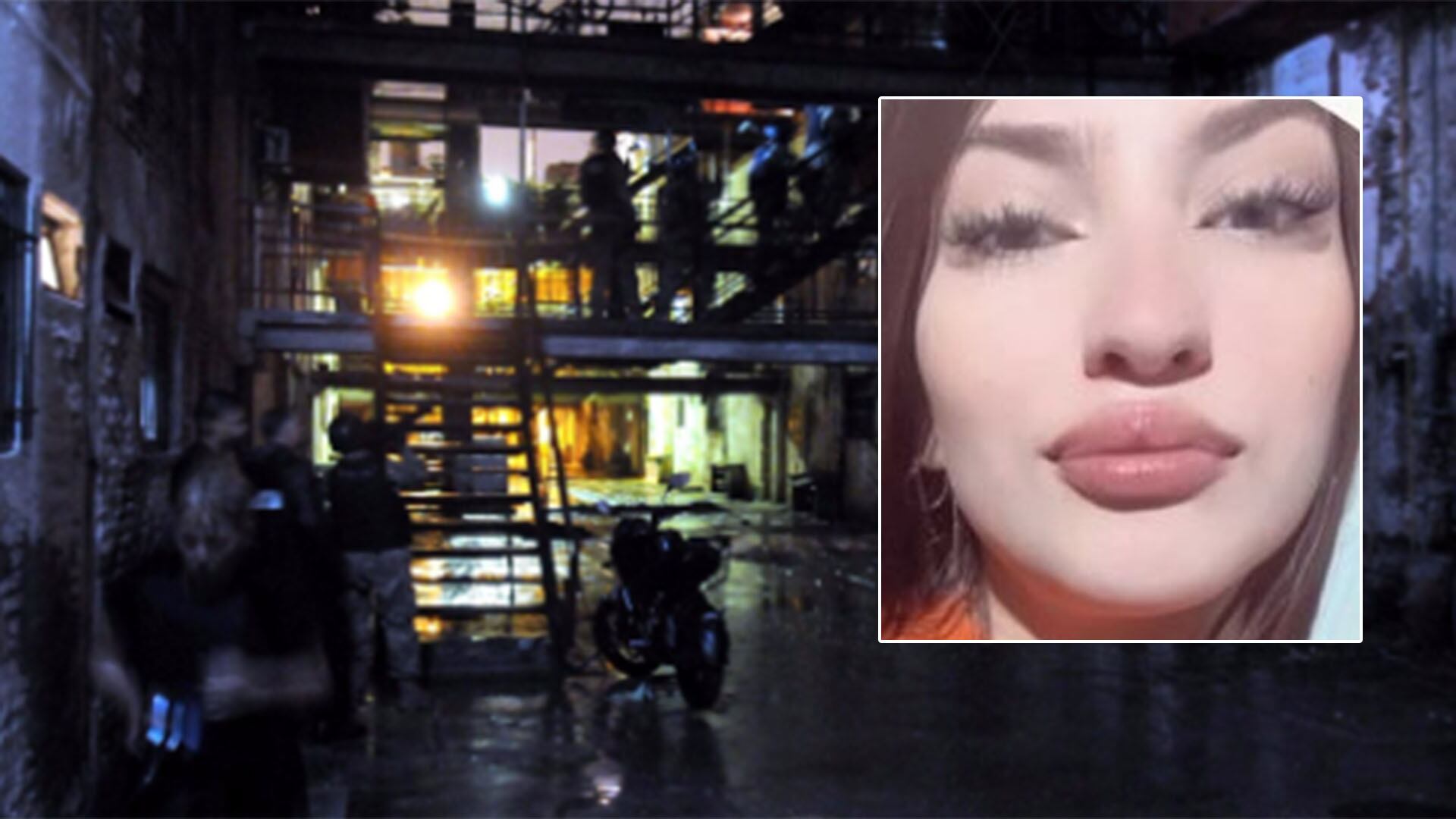 Brenda Castillo, una de las tres víctimas. De fondo, una histórica redada en el monoblock 19 de Ciudad Evita