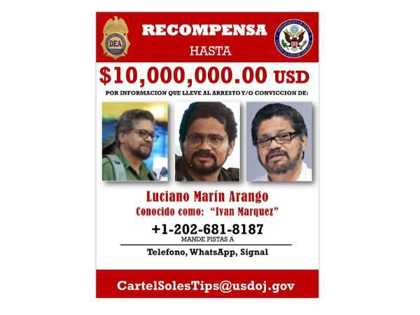 Esta es la circular de búsqueda de alias Iván Márquez - crédito FBI