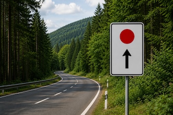 La señal que desvía el tráfico en una carretera alemana (Imagen generada con IA)