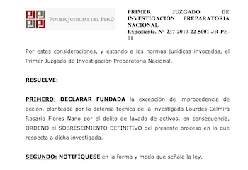 PJ archiva investigación contra Lourdes Flores Nano.