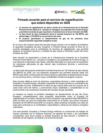 Comunicado de Ecopetrol - crédito Ecopetrol
