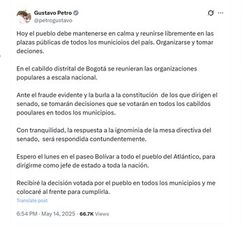 El presidente Gustavo Petro rechazó