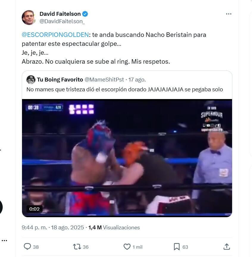 Faitelson se burló del Escorpión Dorado (X/ @DavidFaitelson_)