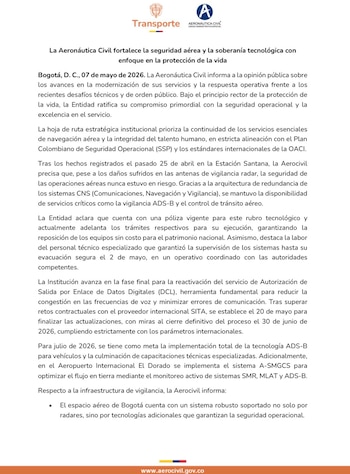 La reposición de los equipos afectados en el Cauca está asegurada por una póliza vigente y no generará costo para el patrimonio nacional - crédito Aerocivil