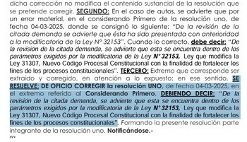 Poder Judicial corrige error y