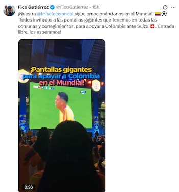 Medellín: Pantallas gigantes en barrios y corregimientos reúnen a la ciudad en torno al fútbol y la Selección Colombia - crédito @ficogutierrez / X