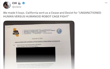 California - peleadores humanos - robots humanoides - tecnología - 5 de octubre