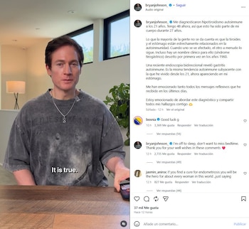 Bryan Johnson, el influencer biohacker que quiere vivir 160 años, recibió el diagnóstico de una enfermedad incurable
