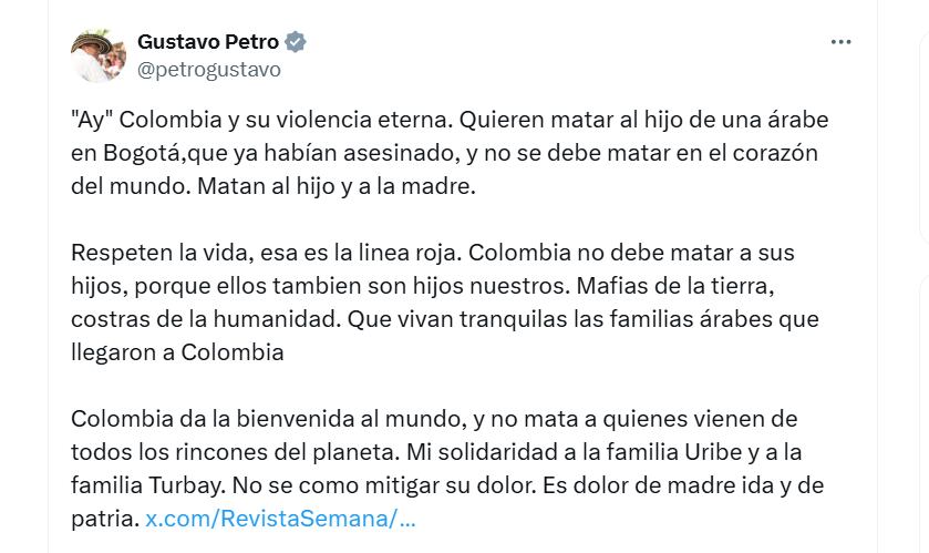 El mandatario se pronunció varias horas después - crédito @PetroGustavo/X