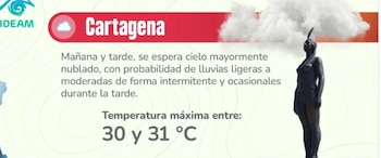 Reporte del Ideam sobre el pronóstico del clima en Cartagena para el día de las elecciones - crédito Ideam