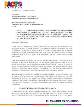 El partido político reiteró su compromiso de no participar en la posesión presidencial - crédito X