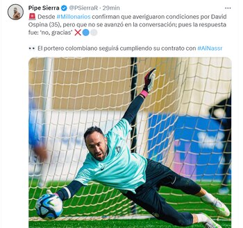 David Ospina ya le dio respuesta a Millonarios