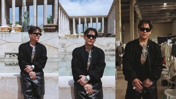 El cantante lució un estilo