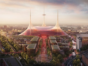 Vista del futuro estadio del Manchester United. (Foster + Partners)