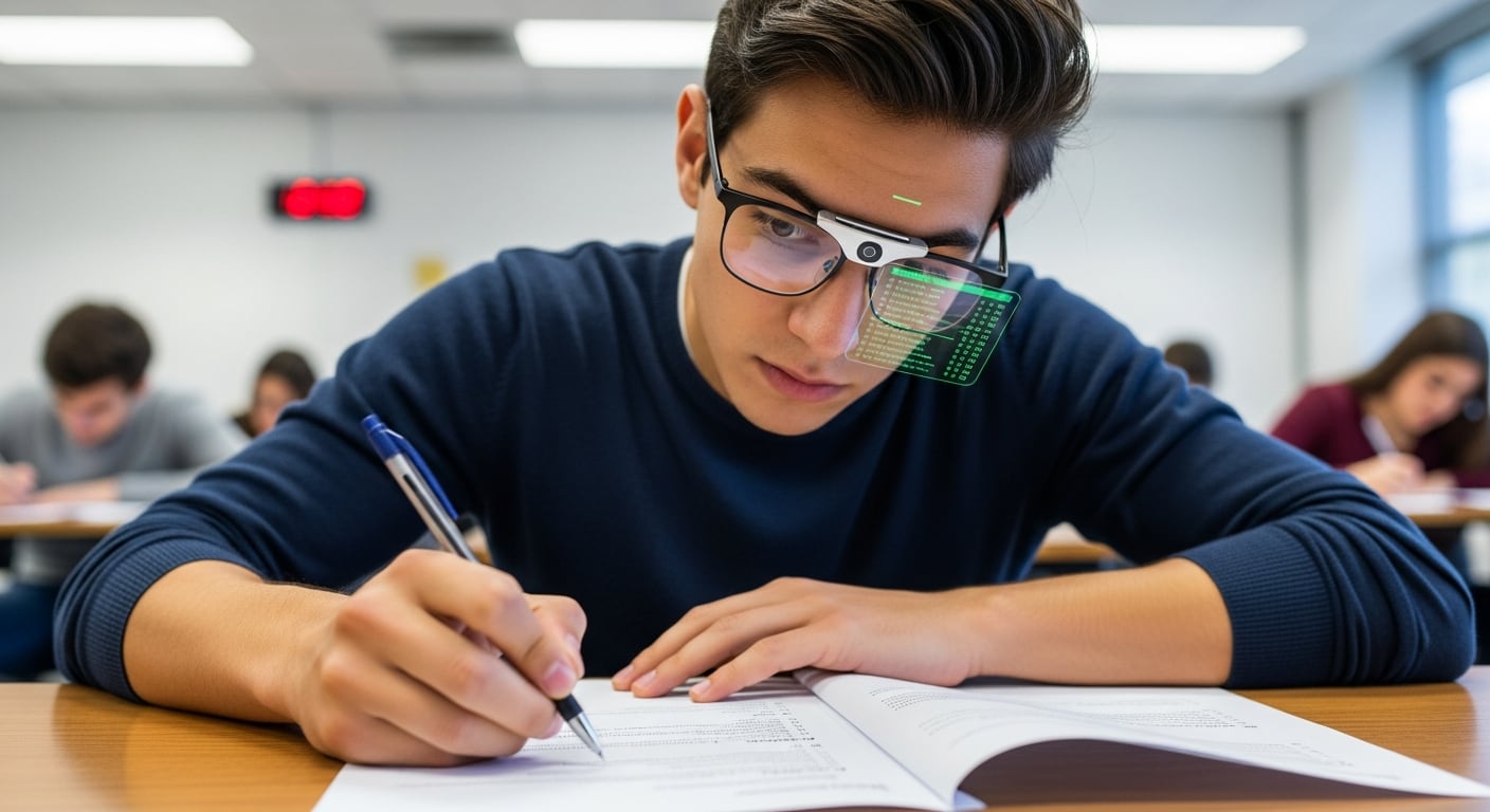 Las gafas inteligentes con funciones de inteligencia artificial se han convertido en herramientas sofisticadas para el fraude académico. (Imagen ilustrativa Infobae)